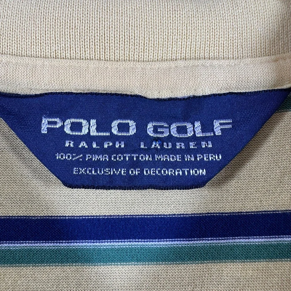 Polo Ralph Lauren Polo Shirt Mens M Medium Yellow Striped Golf Pima Cotton